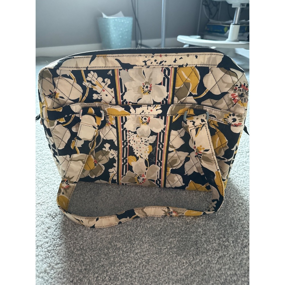 Vera Bradley Caroline Satchel in Dogwood Designer Bag  13x10 Zip Top Side pocket